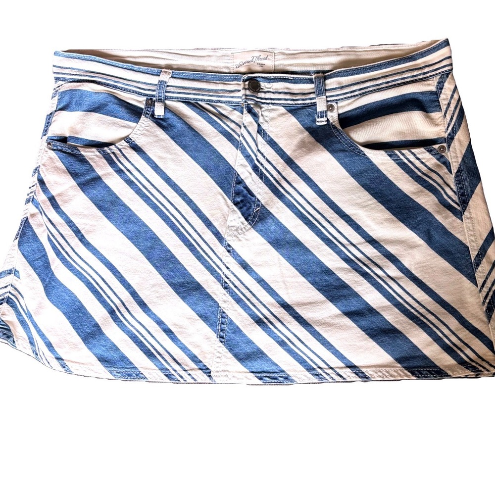 Universal Thread Blue White Diagonal Stripe Denim Mini Skirt Womens 14 Cotton
